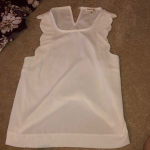 Scalloped White Blouse
